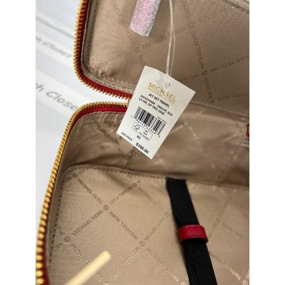 Michael Kors Jet Set Double Zipper Travel Case Chili Multi - Picture 11 of 11